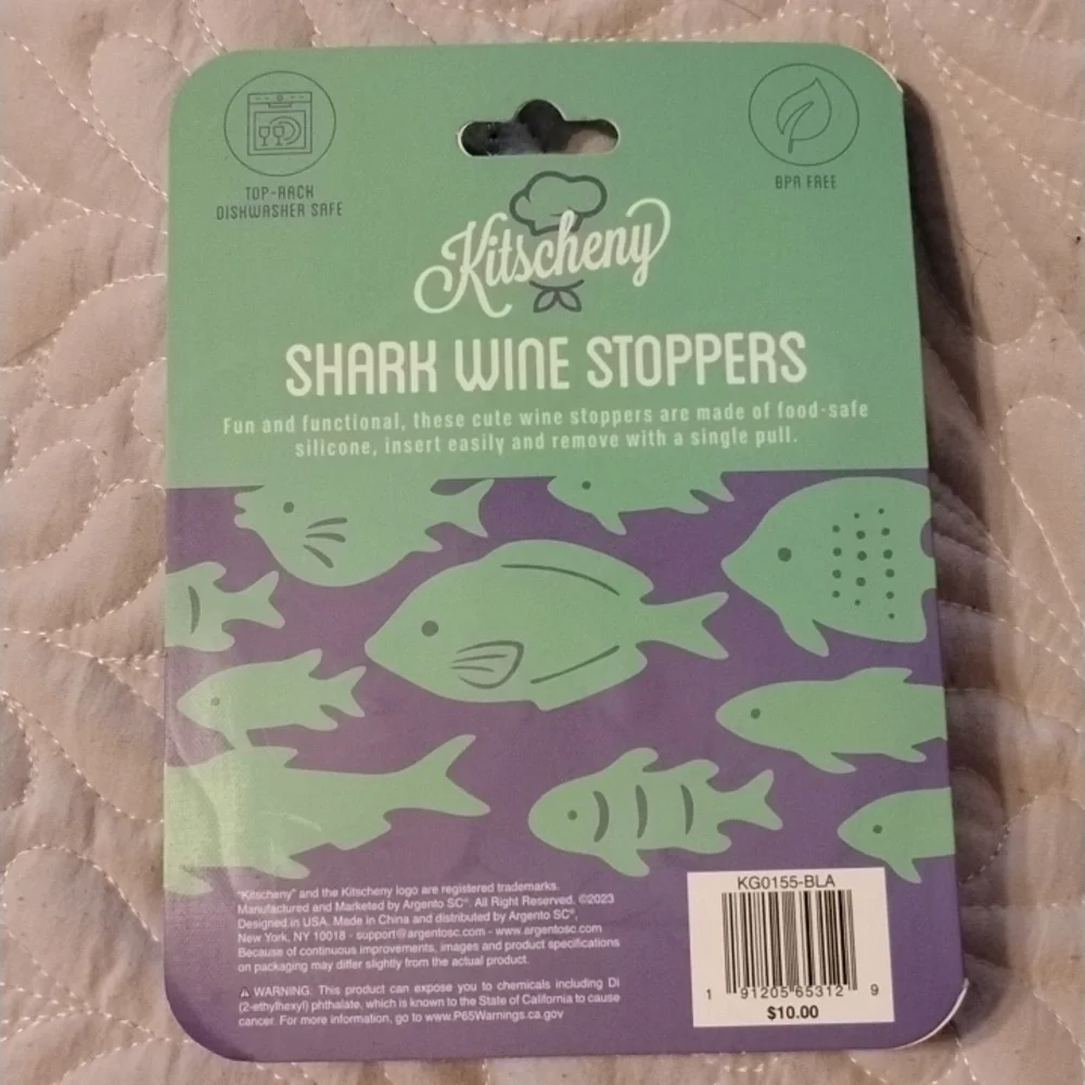 Kitscheny Lettuce Chopper, Cactus & Shark Wine Stoppers, NWT, Lot Of 3
